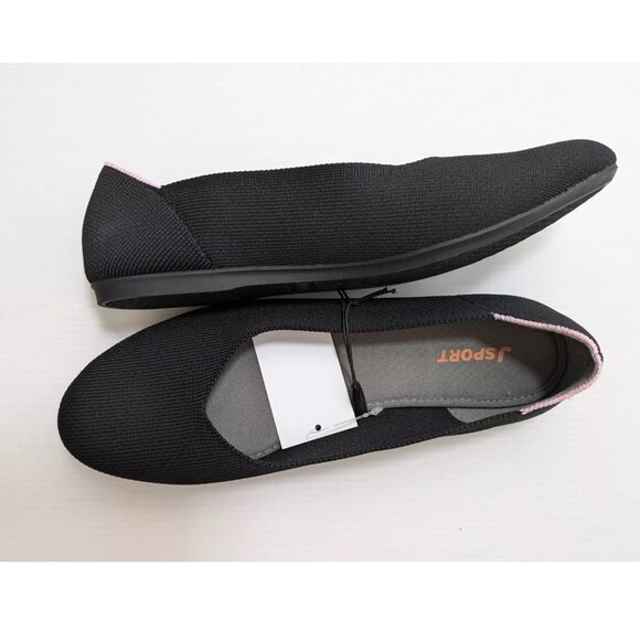 NiB Jsport Womens Ballet Flat Slip On Black Shoe Size 7 Casual Flats $59 1SH50 - Picture 3 of 3